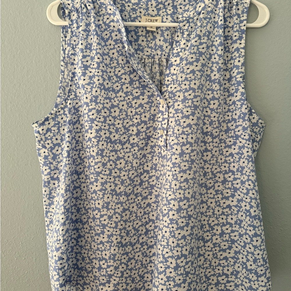 J. Crew Light Blue and White Floral Sleeveless Camisole